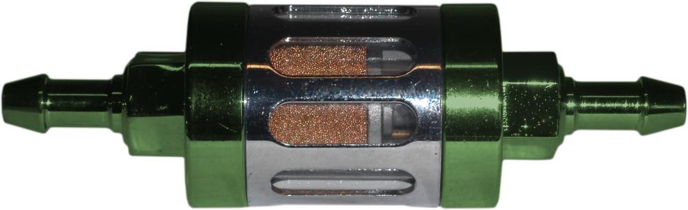Image is loading Fuel-Filter-6mm-Anodised-Aluminium-Green-Glass-Centre