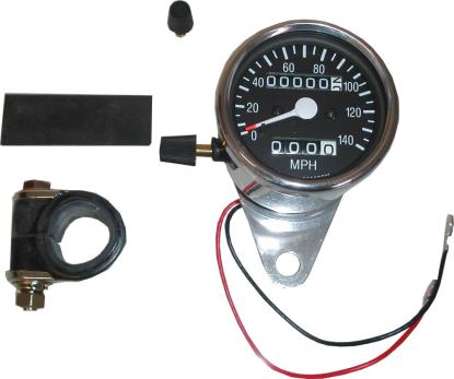 Picture of Speedo 60mm 2:1 MPH Black face with Tripmeter & Chrome Body