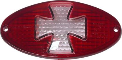 Picture of Taillight Lens Cateye red with clear maltese cross design
