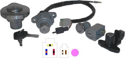 Picture of Ignition Switch Lock Set Honda VT1100 6 Wires