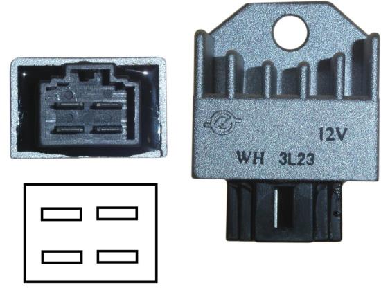 Picture of Rectifier Honda 4 Pins Plug In as 715356 but shorter body