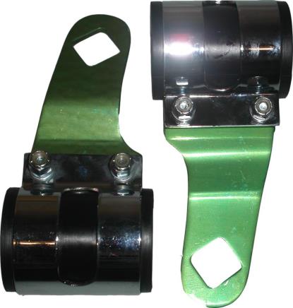 Picture of Headlight Brackets Green Deluxe to fit forks 26mm to 37mm (Pair)