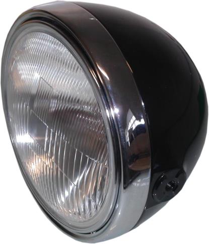 Picture of Headlight Round Black Complete British Style 8"