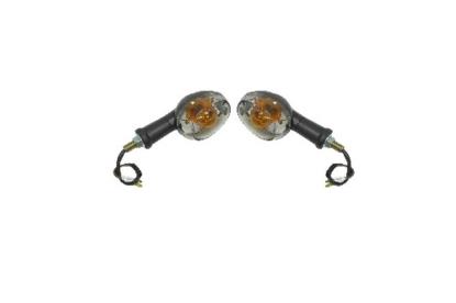 Picture of Complete Indicator Medium Oval Black Clear Lens Orange Bulb (Pair)