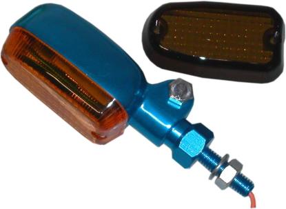 Picture of Complete Indicator Medium Aluminium Blue Short with Amber/Smoked Lens