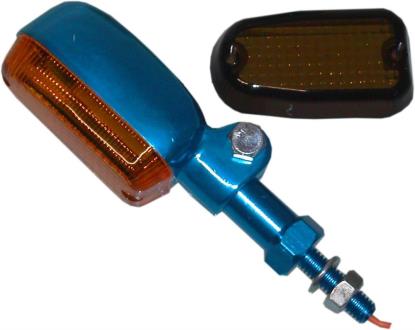 Picture of Complete Indicator Medium Aluminium Blue Long with Amber/Smoked Lens