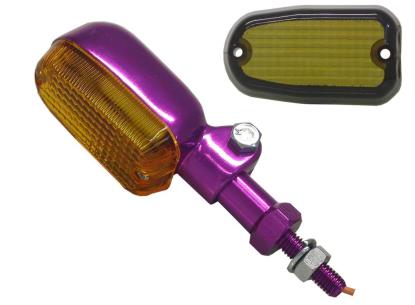 Picture of Indicator Medium Aluminium Purple Long with Amber/Smoked Lens