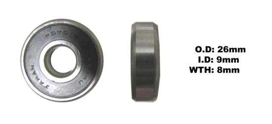 Picture of Bearing Koyo/JTEKT 629ZZ (ID 9mm x OD 26mm x W 8mm)