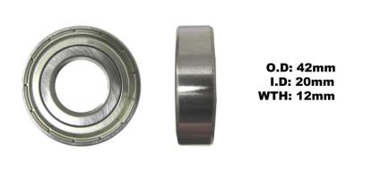 Picture of Bearing 6004Z (ID 20mm x OD 42mm x W 12mm)