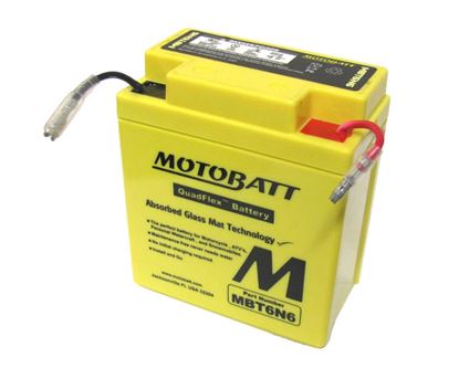 Picture of Motobatt Battery MBT6N6 6v 6AH 6N6 Models L:97mm x H:111mm x W:56mm Fully Sealed