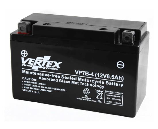 Picture of 12 Volt 12v Vertex VP7B-4 Battery CT7B-4, CT7B-BS L:150 H:95 W:66 REF: