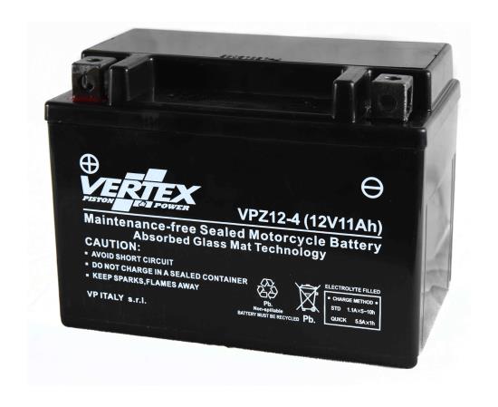 Picture of 12 Volt 12v Vertex VPZ12-4 Battery CTZ12-S L:151 H:110 W:87 REF: YTZ12