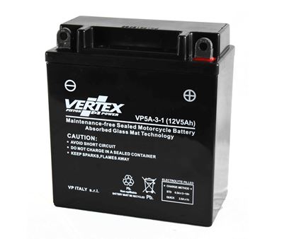Picture of 12 Volt 12v Vertex VP5A-3-1 Battery CB5L-B L:120mm H:129mm W: 59mm YB5