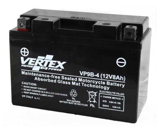 Picture of 12 Volt 12v Vertex VP9B-4 Battery CT9B-4 CT9B-BS L:150 H:105 W:70 REF: