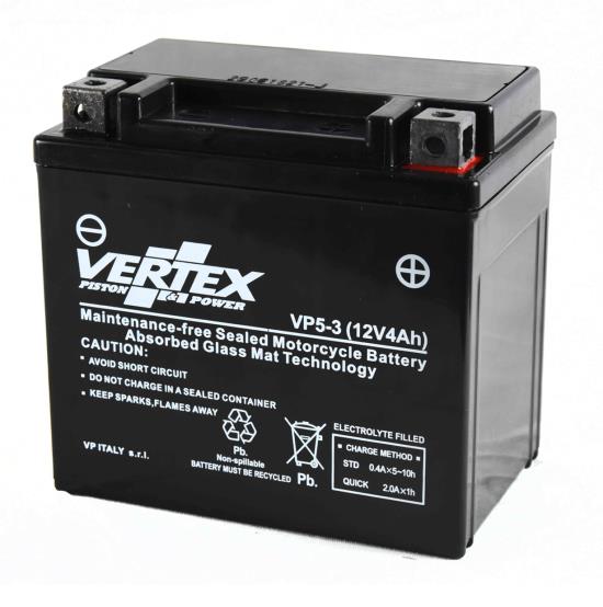 Picture of 12 Volt 12v Vertex VP5-3 CTX5L-BS L: 114mm H: 106mm W: 70mm REF: YTX5L