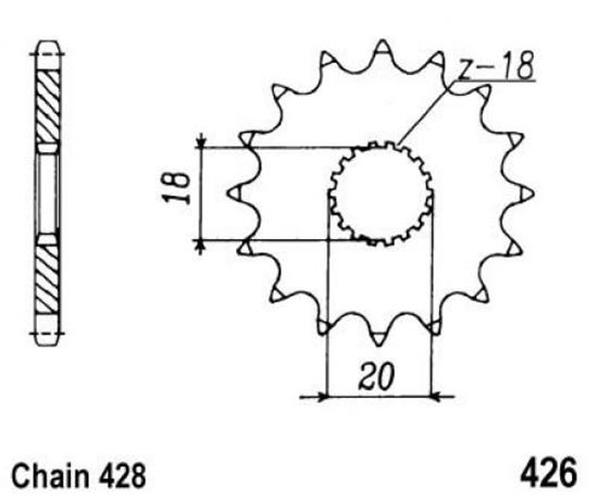 Picture of 15 Tooth Front Gearbox Drive Sprocket Suzuki RM100 GN DR RM125 JTF426