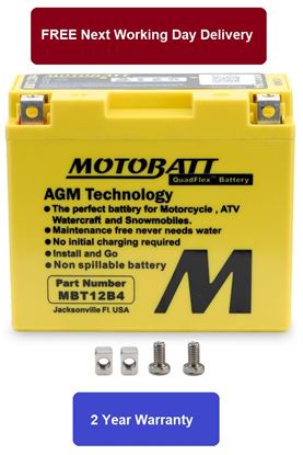 Picture of Motobatt Battery (sealed) MBT12B4 12v 12.7Ah (20Hr) CCA:165A YT12BBS, YT12B4