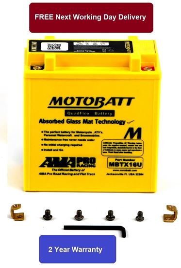 Picture of Battery MBTX16U 12v 20.1Ah (20Hr) CCA:245A YTX16BS, YTX20CHBS fully sealed