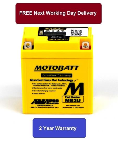 Picture of Motobatt Battery MB3U 12v 4.0Ah (20Hr) L:98mm x H:110mm x W:56mm Fully Sealed