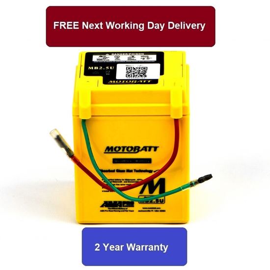 Picture of Motobatt Battery MB2.5U 12v 2.7Ah (20Hr) L:80mm x H:105mm x W:70mm Fully Sealed