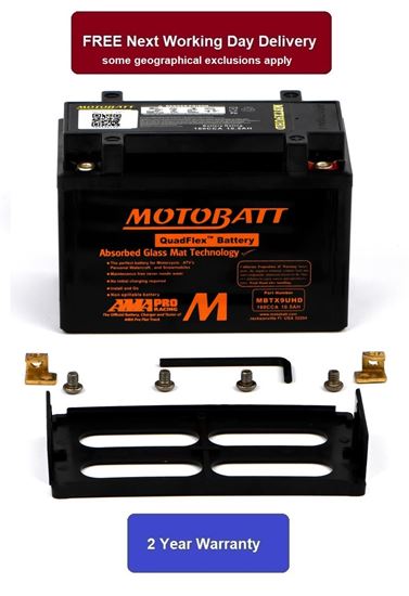 Picture of Motobatt Battery MBTX9UHD Black 12v 11.1Ah (20Hr) CCA:160A YTX9BS, YT12ABS L:151mm x H:105mm x W:87mm (Single)