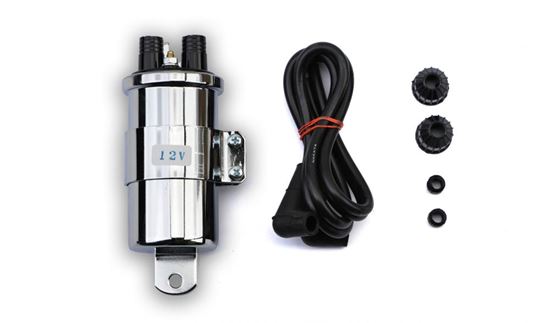 Picture of Ignition HT Coil 12v Points Chrome Twin Lead 2 Poles