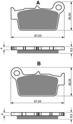 Picture of Goldfren AD346, FA367/2 as fitted to Beta RR, (8.5mm Thick) Disc Pads (Pair)
