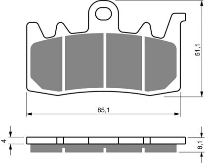 Picture of Goldfren AD328, FA630 as fittedto Ducati Hypermotard 821cc 13 Disc Pads (Pair)