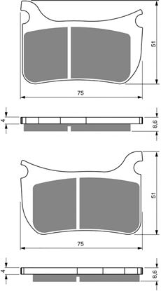 Picture of Goldfren Brake Pads AD276 as fitted to Beringer 4 Piston Caliper