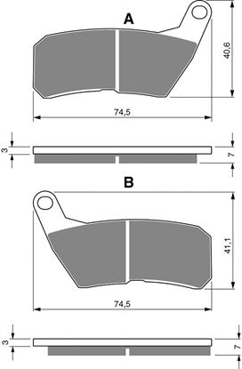 Picture of Goldfren Brake Pads AD321 as fitted to caliper smaller version of