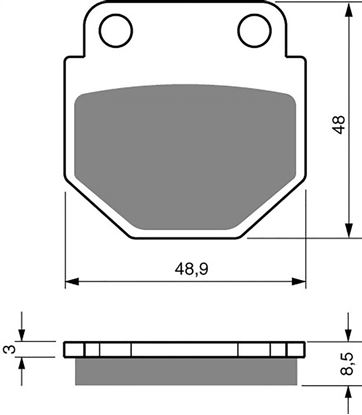 Picture of Goldfren Brake Pads AD344 as fitted to chinese caliper 49mm x 48mm