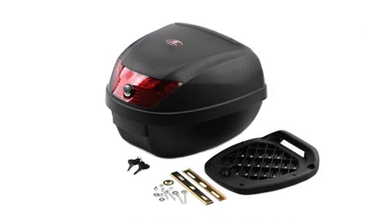 Picture of Top Box Plastic Black Medium 28 Ltr Metal Detatchable Rack