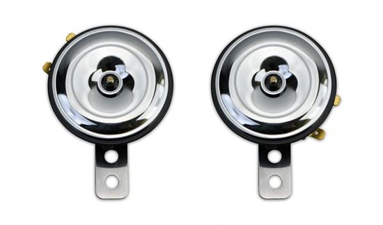 Picture of Horn 12 Volt Chrome Twin Type 90mm Diameter 12V DC (Pair)