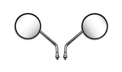 Picture of Mirrors Chrome Plastic Body Round Early Honda Style (Pair) 8mm thread
