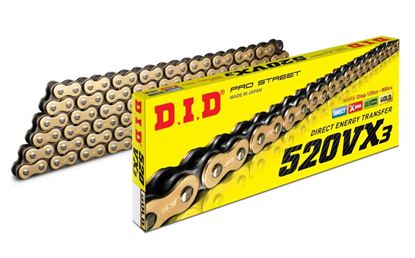 Picture of DID Chain Heavy Duty X-Ring Gold (G&B) VX3 520-102L (36.5KN) (DJ Dual Press Split Link & Rivet Link) (Single)
