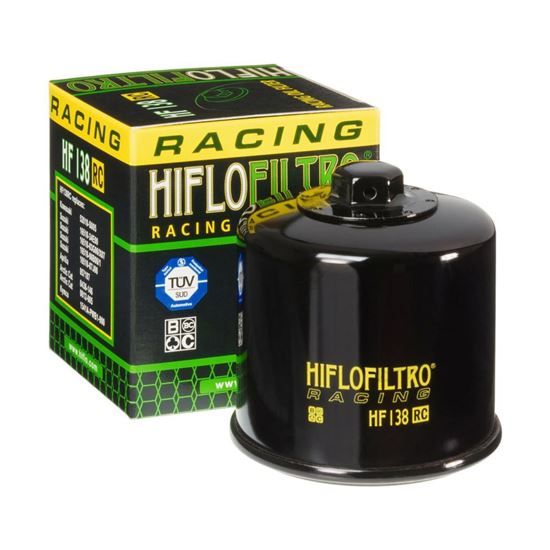 Picture of HiFlo Oil Filter - Featuring high performance tri-fibre filtration media for optimum filtration, high capacity, and improved oil flow version HF138 with nut (Single)