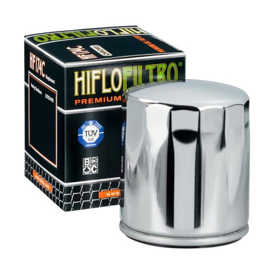 Picture of HiFlo Oil Filter Harley Davidson VRSCA V-Rod 02-06, VRSCDX Night Rod 07-17, VRSCF V-Rod Muscle 09-17 OE Ref.63793-01K - Chrome Oil Filter (Single)