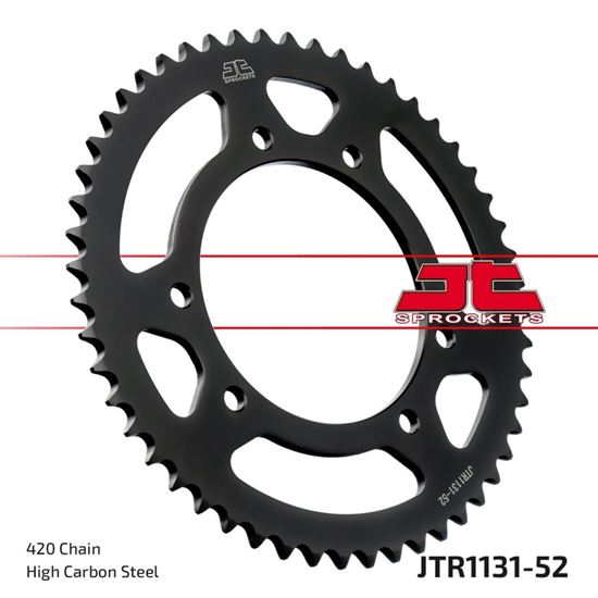 Picture of JT Rear Sprocket Peugeot 50 XP6, 98-06, Rieju 50 MRT Pro 09-10, 50 MRT models 09-22 (1131-52) (Single)