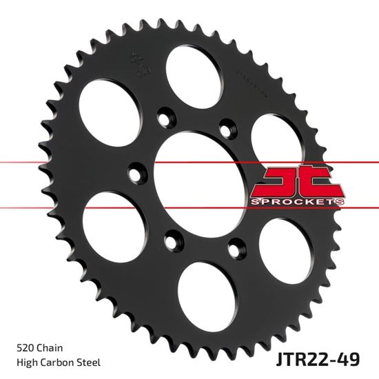 Picture of JT Rear Sprocket Aprilia 125 RX/R 90-93, 125 RX 00, 08-12, 125 Tuareg Rally 90-93 (22-49) (Single)