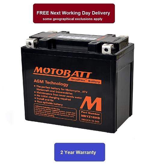 Picture of Motobatt Battery MBYZ16HD Black 12v 17.5Ah (20Hr) CCA:240A YTX14LBS fully sealed
